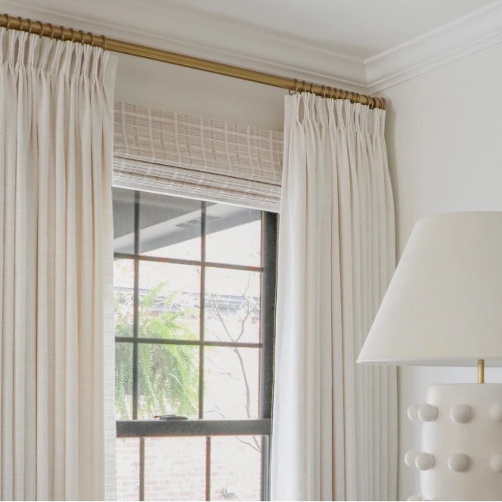 TWOPAGES Liz Polyester Linen Drape Triple Pleated - Ivory White - 2 panels